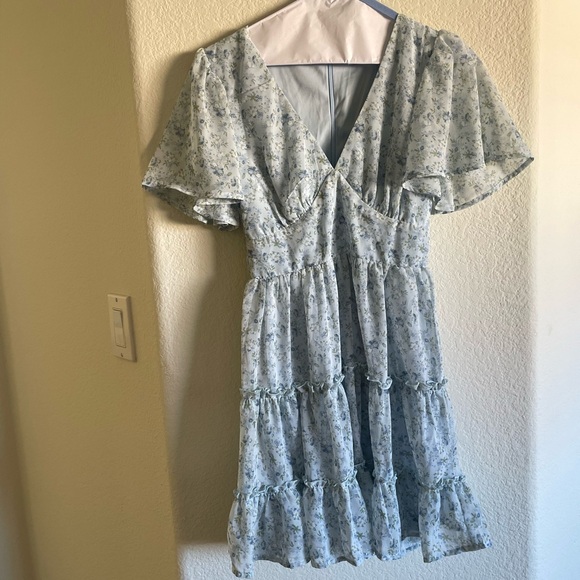 All In Favor Baby Blue Floral Dress - Picture 2 of 7